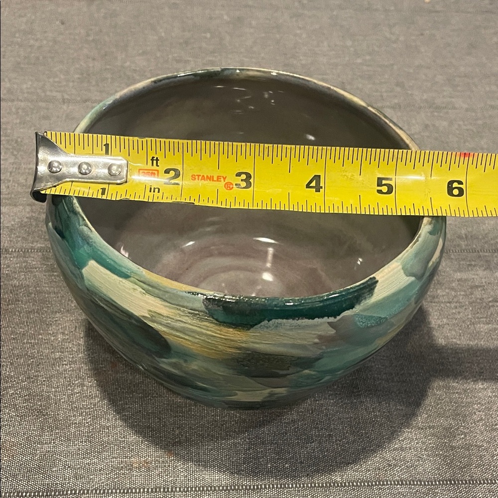 Artisan Ceramic pottery Bowl - Teal and Gray - Picture 3 of 7